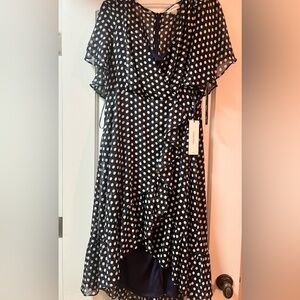 Calvin Klein Black and White Asymmetrical Dress